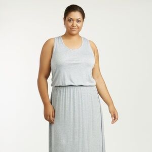 New Sofra Ladies Tank Top Dress with Elastic Wasit Plus Size Heather Gray Color